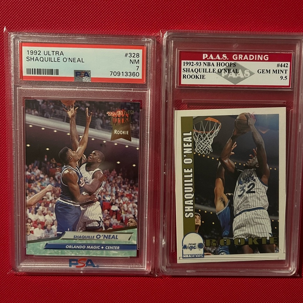 Shaquille O’Neal Graded NBA Rookie Cards PSA 7 = NM P.A.A.S Grade 9.5 = GEM MINT
